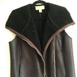 Black Faux fur-faux leather vest-Michael Kors